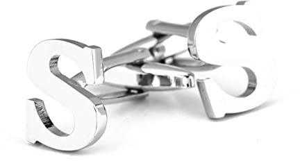 Stfery Manchettenknoepfe Personalisiert, Manschettenknöpfe Buchstabe Silber Versilbert Cufflinks Briefe Schmuck Geschenk