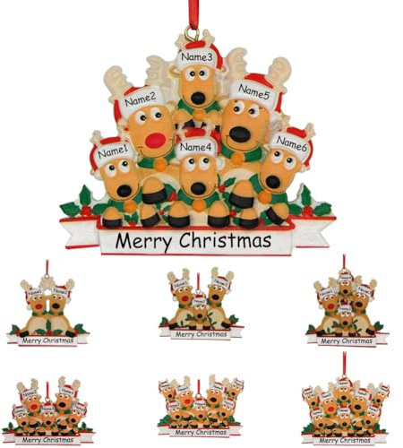 AIFLM Weihnachtsbaum Anhänger mit 2-8 Familiennamen Weihnachtsdeko 2024 Personalisierte Weihnachtskugeln Christbaumschmuck Anhänger