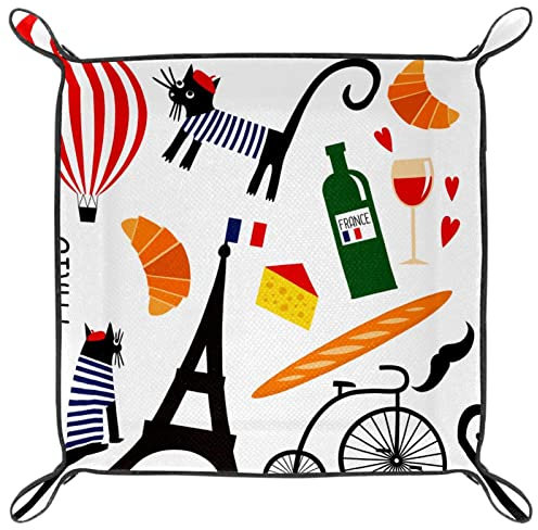 Leder-Valet-Tablett, Schlüssel- und Schmucktablett,Weinturm Heißluftballon,Schreibtisch-Organizer,Kommode,Tablett,Aufbewahrungsbox für Tisch