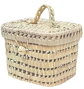 KIKADU Cesto piccolo in foglie di palma per riporre e decorare giocattoli intrecciati a mano, dimensioni 23 x 16 x 16 cm