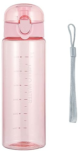 Lizbin Botella de agua deportiva, botella de agua transparente reutilizable, botellas de agua de plástico con correa de transporte, botellas de bebida a prueba de fugas para viajes, gimnasio (26 onzas