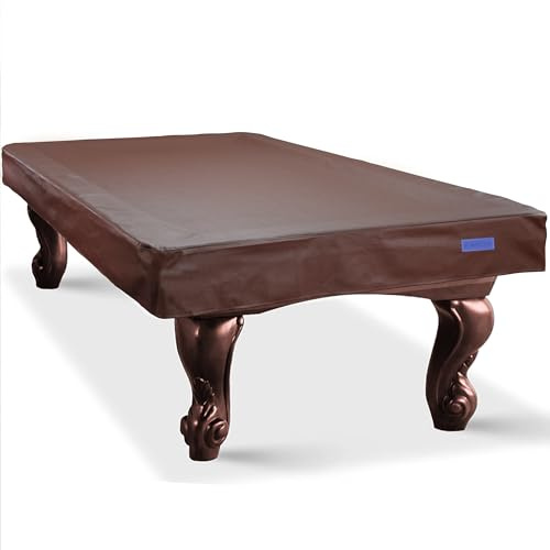 K-Musculo Pool Table Cover, Heavy Duty Leatherette Billiard Table Cover, Waterproof and Tearproof, 7/8/9 Foot Fitted (Brown,6.5FT)