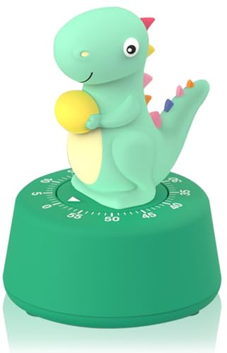 ELE DEPI Timer meccanico da cucina da 60 minuti, simpatico dinosauro per bambini, timer a carica per cucinare, leggere, aula e fare sport. (verde chiaro)