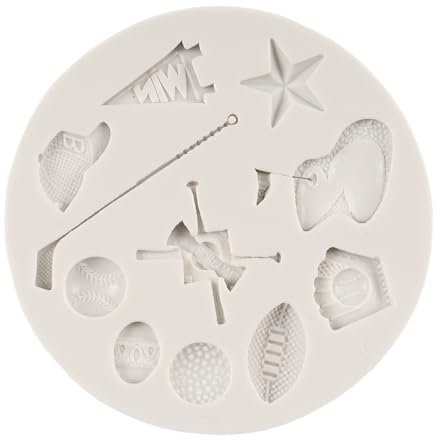 QDMOLDS Golf Silicone Mold Baseball Fondant Molds Football Fondant Mold Baseball Cap Golf Club Molds for Cake Decoration Cupcake Topper Candy Chocolate Sugar Craft Polymer Clay Gum Paste, QD289