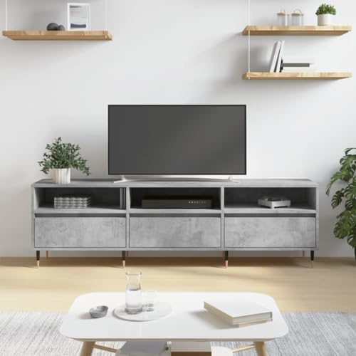 TJROO TV-Schrank, Zementgrau, 150 x 30 x 44,5 cm, mehrschichtiges Holz, Eisen, TV-Schrank, Vitrine mit Türen, Fernsehschrank, TV-Schrank, TV-Schrank, niedriger Schrank mit Türen