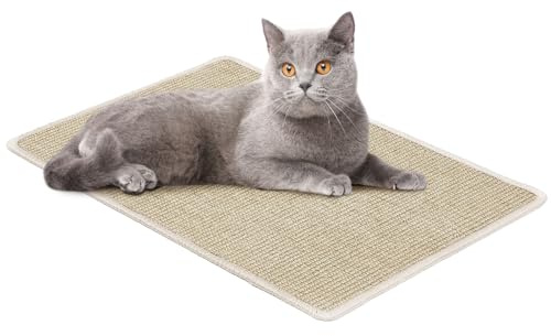 KARAT Kratzmatte für Katzen - Sisal Kratzteppich, Kratzpads, natürliche Sisalmatte - robust & strapazierfähig (Creme, 40 x 60 cm)