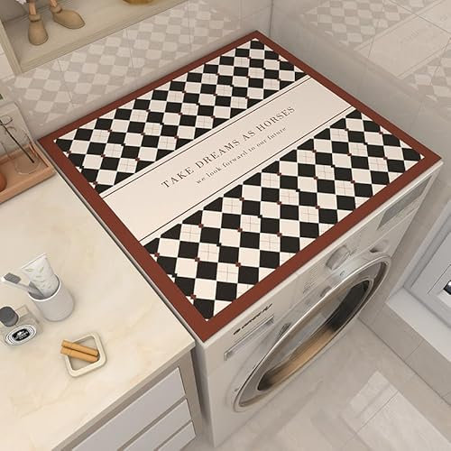 Housse De Protection Pour Machine À Laver Top 60X60Cm Rouge Noir Tapis De Protection Antidérapant Pour Seche Linge, Dessus Imperméable Tapis Lave Linge Pour Cuisine Maison Salles De Bains