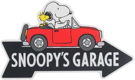 Peanuts Snoopy's Garage Pfeil Metallschild – lustige Erdnüsse Wanddekoration für Garage, Geschäft oder Kinderzimmer | Lustige Peanuts-Wanddekoration für Garage, Geschäft oder Kinderzimmer