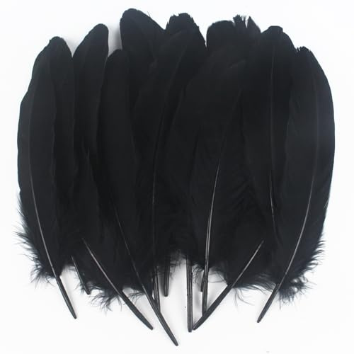 chaojukj 15–20 cm, 50 Stück, Schwarze Federn, natürliche Gänsefedern für selbstgemachte Hochzeitsdekorationen, Engelsflügel und Feenbasteleien