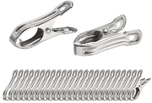 sourcing map 20pcs Stainless Steel Garden Clips Heavy Duty Greenhouse Clamps with Strong Grip for Netting Row Cover Clips Hoops Clamps for Shade Cloth or Plant Cover on Garden Hoops