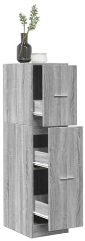 Gecheer Mehrzweckkommode, Hochschrank Ausziehschrank Nischenschrank Vitrinenschrank Standschrank Badschrank Betongrau 30x41x118 cm Holzwerkstoff, für Wohnzimmer, Büro, Küche