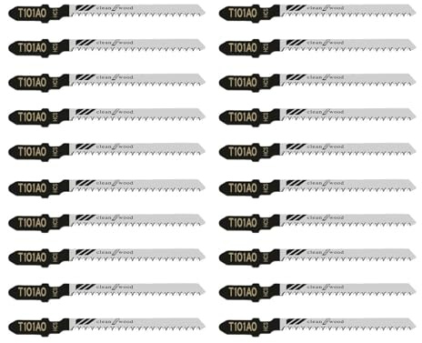 Jingyingtt Lames de scie sauteuse à tige en T, 20 pièces, T101AO, compatibles avec les lames de scie sauteuse for le bois, coupes courbes et à volutes de 7,6 cm, finition soignée