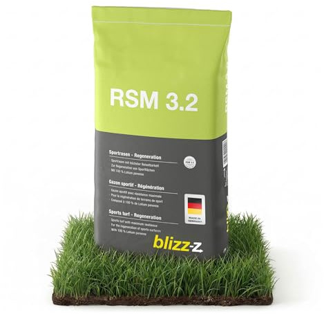 blizz-z RSM 3.2 Sportrasen Regeneration Samen für ca. 350 m² - 10 kg Sack | Rasensamen - hoch belastbarer, winterharter Rasen für Spiel- und Liegewiesen, Hausgärten - Profiqualität - Made in Germany