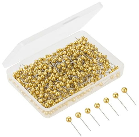 200 Pcs Gold Map Push Pins - Push Pins for Cork Boards - Round Head Drawing for Travel Maps - Cork Bulletin Boards - Photos - DIY Crafts - Home/Office Marking