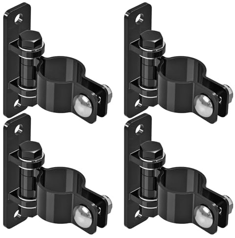 Insaga Gate Hinges Heavy Duty Carbon Steel Chain Link Fence Parts Electroplated Finish, Removable Bolts for Wall Mount, Fits 1-7/8'' Outer Diameter Pipes/Posts for Farm, Fence Gate (4Pack, Black)