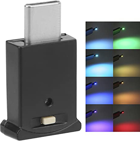 Luz ambiental USB para coche, LED RGB de 8 colores con regulación de luminosidad, lámpara de atmósfera para interior de coche con puerto Type-C, mini luces decorativas para coche, ordenador y laptop