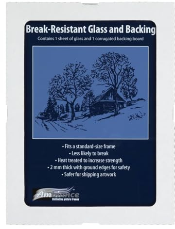 Ambiance Break-Resistant Picture Frame Glass and Backing 11X14 for Replacement or Empty Frames, 2mm Thick, Rounded Edges for Safe Handling, White Corrugated Cardboard