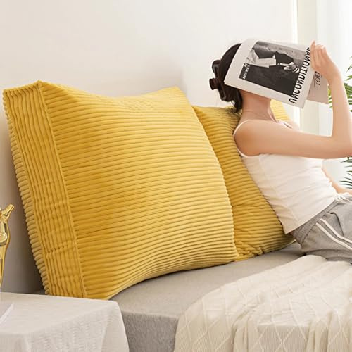 NEPHRA Großes Extra Dickes Rückenkissen und Lesekissen mit austauschbarem Bezug aus PP-Baumwolle für Bett und Sofa, Ideal zum Entspannen, Spielen und Lesen(Yellow,90x55x18 cm 1pc)