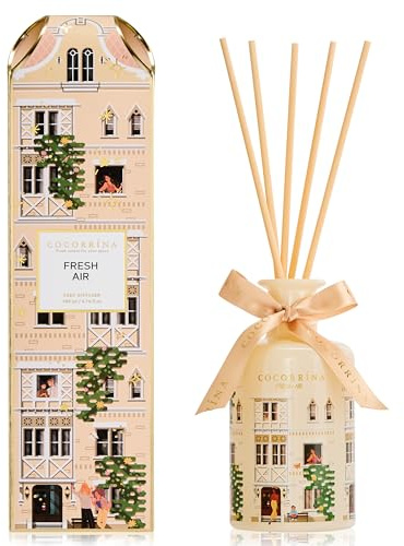 COCORRÍNA Reed Diffuser Set, Fresh Air 200ml Home Fragrance Diffuser with 8 Reed Sticks, Long Lasting, Decorative Glass Bottle, for Bedroom Bathroom Living Room