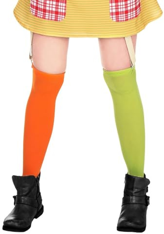 Maskworld Pippi Långstrump knästrumpor för kvinnor grön/orange S/L Grön/orange