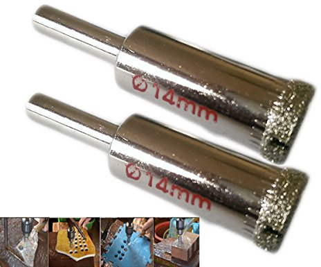 Topolenashop 2x Punta Diamantata 14 mm per Vetro, Piastrelle, Marmo e Ceramica – Sega a Tazza Rivestita in Diamante – Frese Affilate per Fori Precisi – Compatibili con Trapani Manuali ed Elettrici