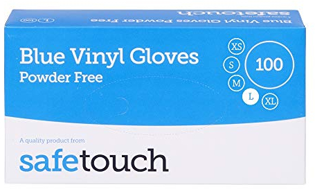 Safetouch Vinyl Examination Powder Free Gloves Large Blue 100 units