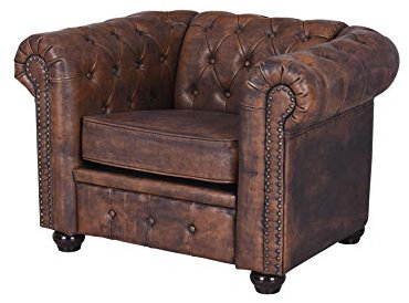 Chesterfield Fha008 Palazzo - Poltrona da cocktail in pelle ecologica classica imbottita marrone