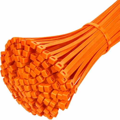 UKCable-Ties 200x Cable Ties 300mm x 4.8mm Strong Nylon Zip Tie Wraps (Orange)