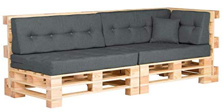 chilly pilley Palettenkissen Palettenauflage Schräg Geschnitten Gesteppt Palettenpolster Gartenkissen Garten Kissen Indoor Outdoorkissen Farben und Größen (6er Set, Grau)