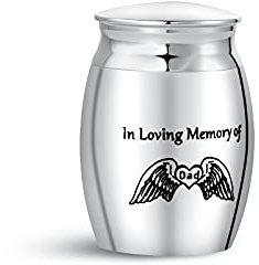 FGT Petite urne funéraire pour cendres - Cœur - Ailes d'ange gardien - Souvenir commémoratif - Pour homme, papa, père, grand-père, mari, famille masculine
