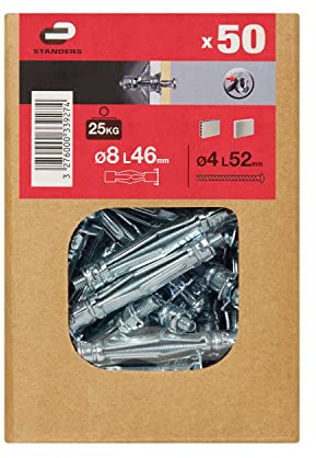 STANDERS - 50 stycken hålrum metallpluggar – stål – Ø 8 x L 46 mm