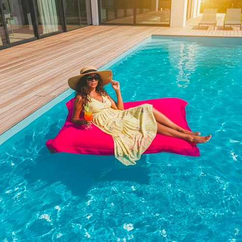 LIVEDECO Jättestor XXL-sittsäck, flytande, pool, rosa pool, BiG52