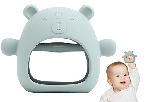 Bear Mitten Baby Teether, Anti-Drop Teething Toy for Babies 3+ Months, Silicone Teether for Baby Teething Relief, Infant Toy for Sucking Needs, BPA Free(Blue)