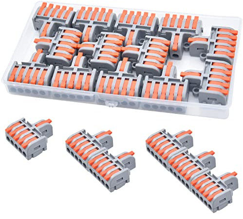 XALXMAW 13 Pezzi Morsettiere Elettriche, Connettori Elettrici Rapidi 1 Filo 5 Entrate, Terminali Rapido Compatto a Combinazione Libera, [0,2-4mm²]