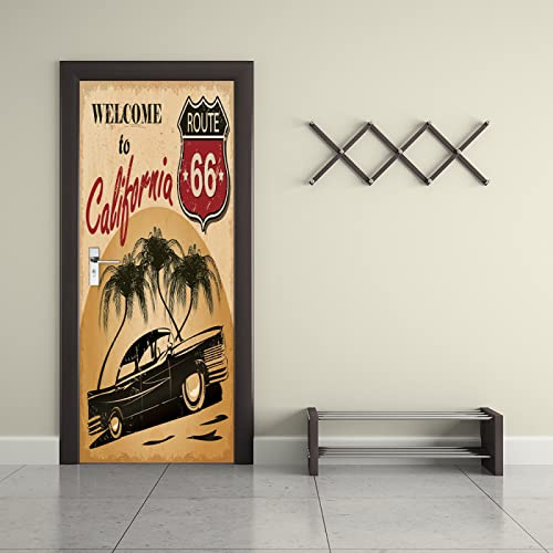 3D Türaufkleber Retro & Auto Türtapete selbstklebend TürPoster - Fototapete Türfolie Poster Tapete Aufkleber DIY Wandbild B77 x H200cm