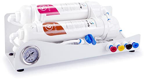 smardy Osmosesystem för akvarium omvänd osmos system 3 steg | Osmosevatten för akvaristik | havsvattenakvarium | vattenfilter kompakt | metallram | tryckmätare