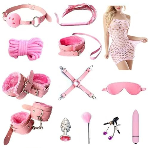 BDSM Restraints Kit for Couples – Complete Bondage Set with Handcuffs, Blindfold, Collar, Rope – Adjustable, Beginner Friendly, Multiple Sizes & Colors Available (13 PCS)
