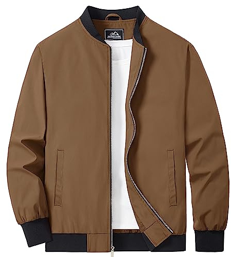 MAGCOMSEN Veste légère pour homme de loisirs, d’été, décontractée, de sport avec plusieurs poches, marron, L