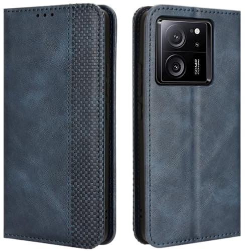 HualuBro Handyhülle für Xiaomi 13T Pro Hülle Leder, Magnetisch Stoßfest Schutzhülle Klapphülle Handytasche Flip Case Cover für Xiaomi 13T Pro 5G Tasche, Blau