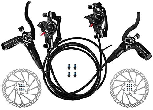 Sunydog MTB Hydraulisk skivbroms, Cykel Hydraulisk Skivbromsok Set för Mountainbike Vänster Höger Bromsspak med 160 mm skivrotor