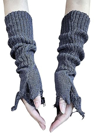 Fulidngzg Handschuhe Damen Fingerlos Thermo Wolle Fingerlose Armstulpen Y2K Warm Strickhandschuhe Pulswärmer Teenager Mädchen Winter Ohne Finger Winterhandschuhe Handstulpen