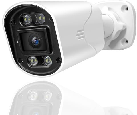 4MP H.265 PoE Bullet W/Audio Security 3.6mm Wide Lens Camera,Indoor/Outdoor Weatherproof,AI Color Night Vision,Compatible NVR/RTSP