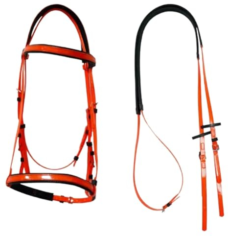QYMLSH Anatomische Pferdezäume Komfort-Pferdezaumzeug Verstellbar Wasserdicht Und Glatt für Das Tägliche Training Pferdeshows Und Mehr (Color : Orange, Size : One Size fits All)