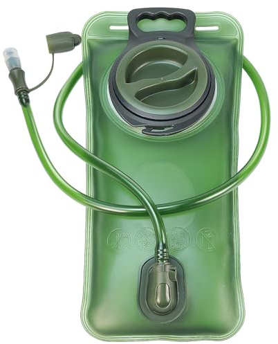 DTnewsun Fuktningsblåsa 1,5 l, 2 l, 3 l läckagesäker vattenbehållare, läckagesäker vattenbehållare med isolerad slang, för vätskepaket för cykling, vandring, löpning, klättring, cykling, gRÖN, L