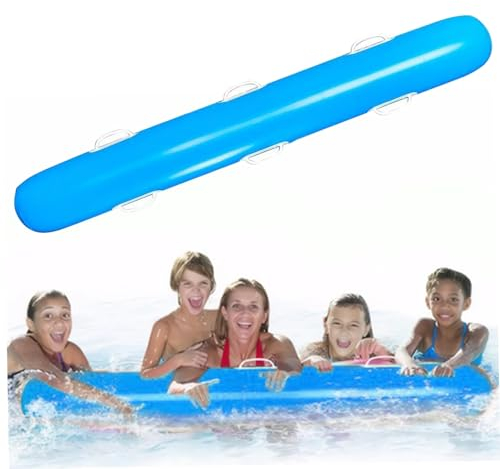 Wedhapy Poolnudeln 59 Zoll aufblasbare Poolnudel Jumbo Schwimmnudeln aus PVC aufblasbare Poolnudeln mit 6 Griffen Wasserspiel Spielzeug für Kinder Schwimmen Lernen Blau