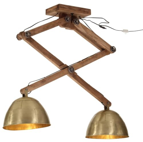 vidaXL Deckenleuchte, 2-flammige Deckenlampe mit Handbemalt, Wandleuchte für Wohnzimmer Esszimmer Büro, Spotleuchte Deckenspot, Industrie-Stil, 25 W Antik-Messing E27