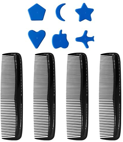 4 svart, 1 uppsättning frisörmodeller, herrkam, damkam, liten kam, professionell frisörkam, plastkam, fintandad kam