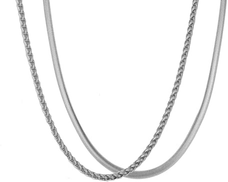 Eigso 2 Pcs Schlange Form charmante kubanische Halskette Kette für Männer Frauen Unisex Vintage Mode Edelstahl Halskette Kragen für Mann Frau