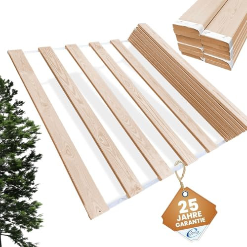 Rollrost 90x200 cm - 13 Leisten - extra starker Lattenrost aus Massivholz - belastbar bis 150 kg - Rolllattenrost für Einzelbett oder Doppelbetten