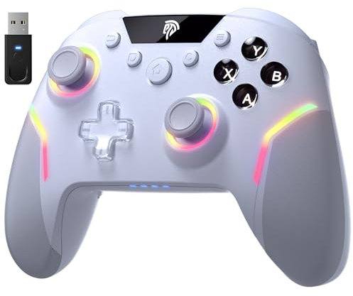 EasySMX Manette PC Sans Fil avec RGB/Hall Joystick Déclencheur, X20 Manette Switch Bluetooth Rechargeable Batterie 1000mAh, Manette Téléphone Portable pour PC/Switch/Mobile Android/iOS/Steam
